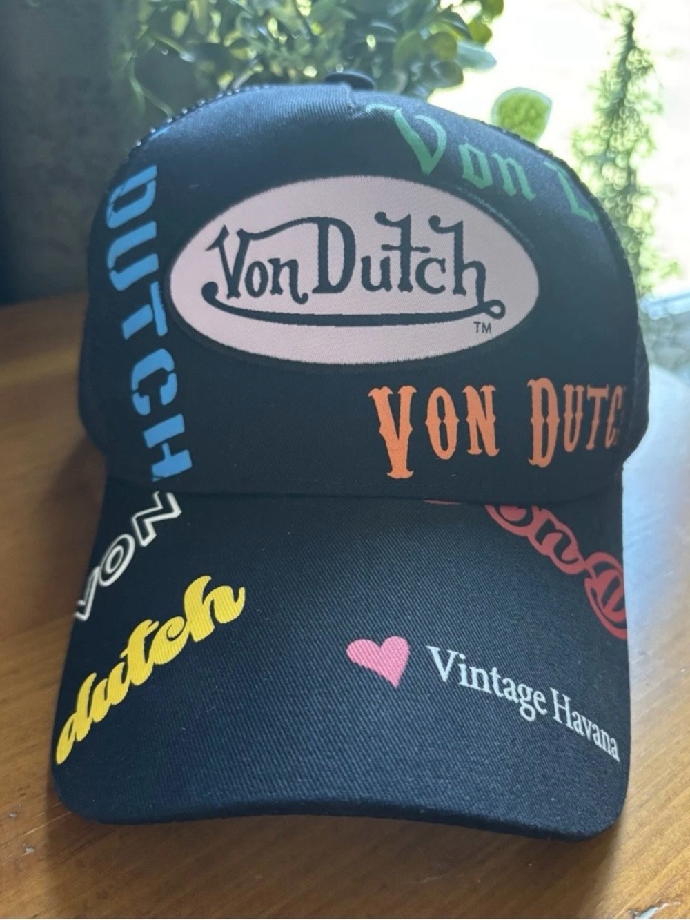 Von Dutch x Vintage Havana Trucker Hat Black Multicolor Y2K Graphic Snapback